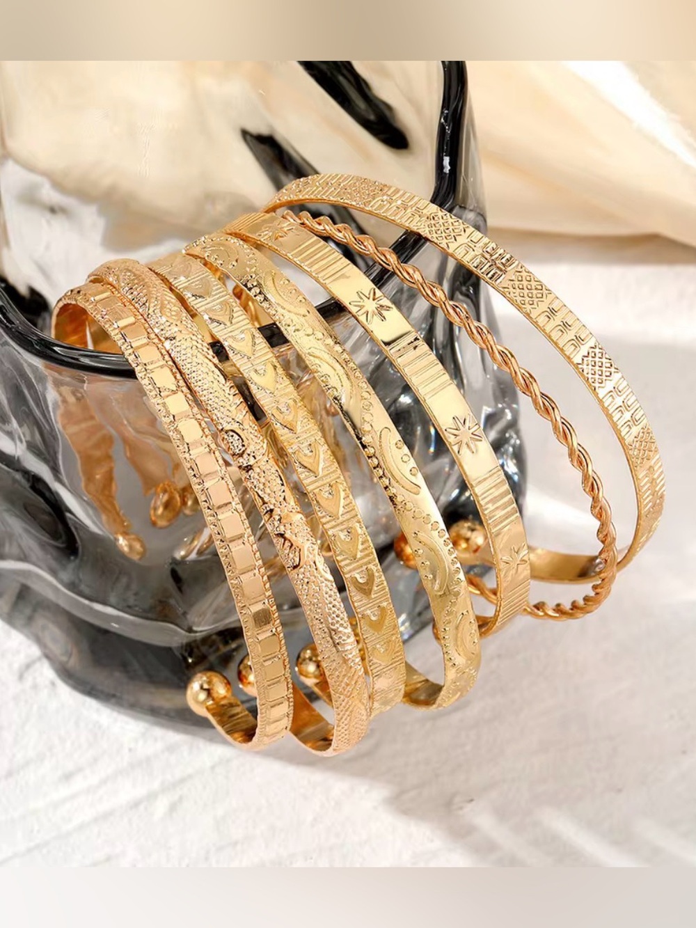 Boho Luxe Gold Cuff Bracelet Stack 💛✨ - Picture 5 of 5
